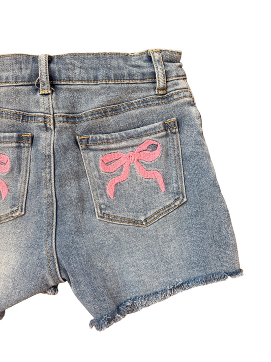 Back Bow Pocket Denim Shorts