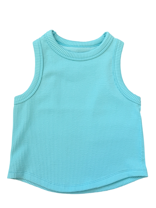 Cropped Ribbed Racerback Tank - Ice Blue