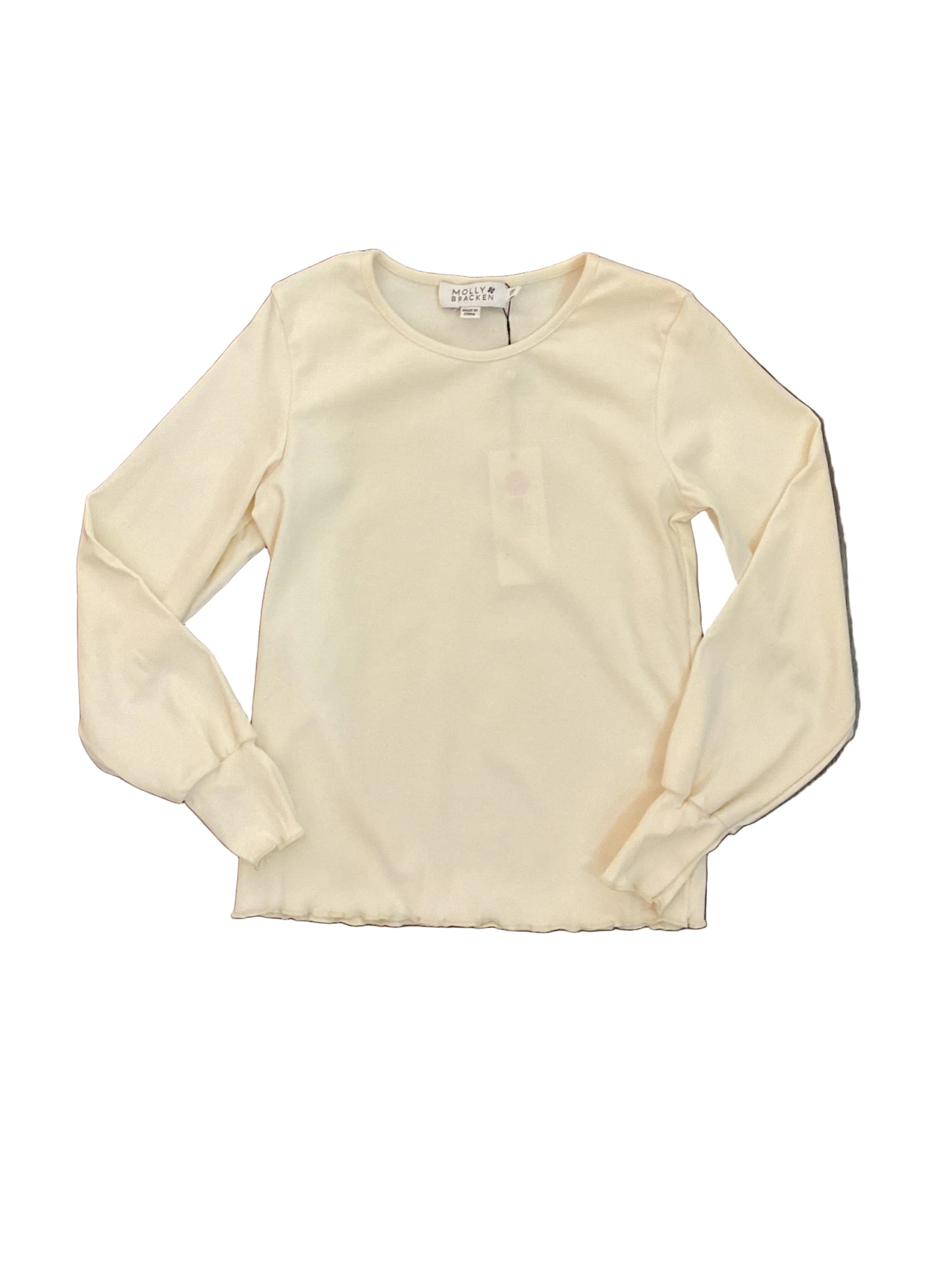 Layering Long Sleeve Tee with Ruffle Trim - Ivory