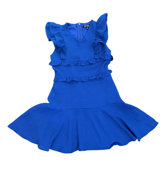Lilith V Neck Ruffle Dress - Blue