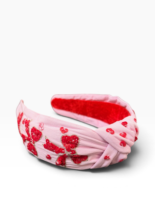 Red Sequin Bow Knotted Headband