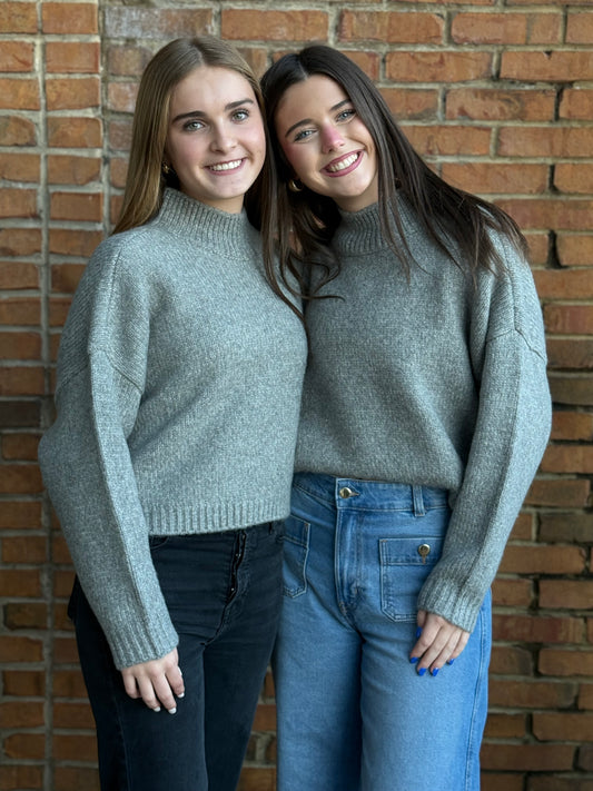 Chaser Mock Neck Cropped Sweater (Adult Sizing)