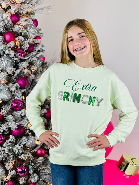 Glitter and Sequin Extra Grinchy Graphic Sweatshirt