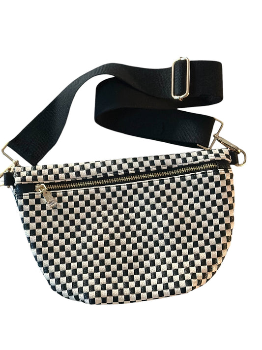 Woven Bum Bag - Black and White Check