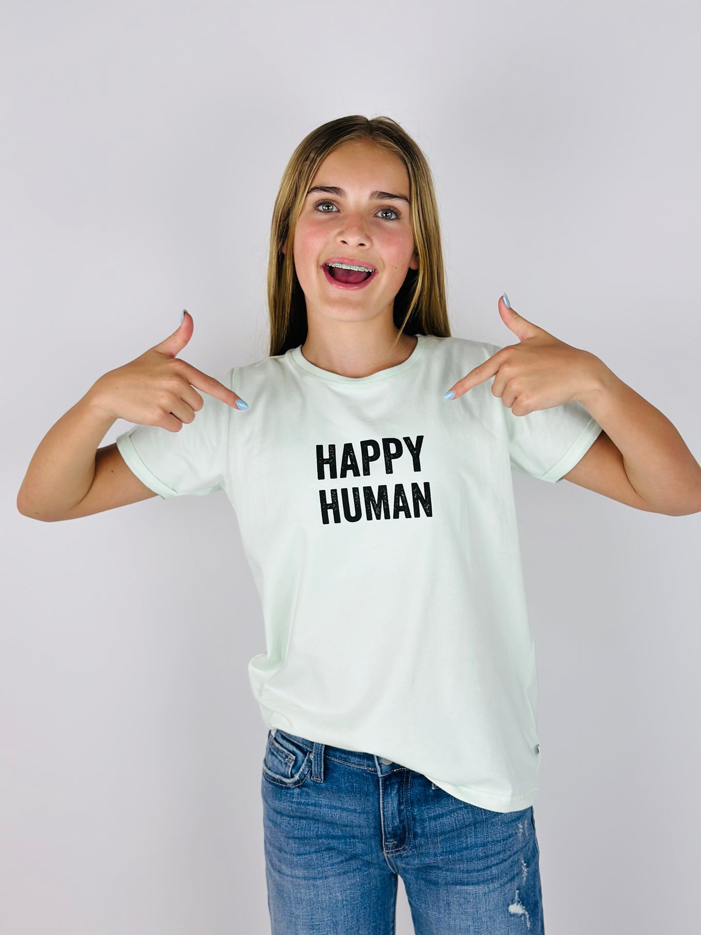 Happy Human Tee - Mint Green