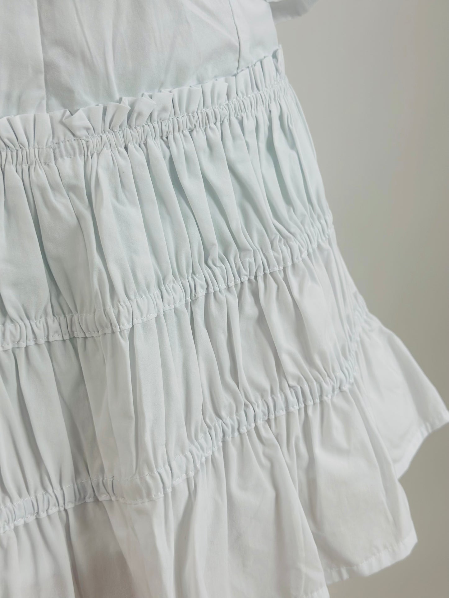 Ruched Ruffle Mini Skirt - White