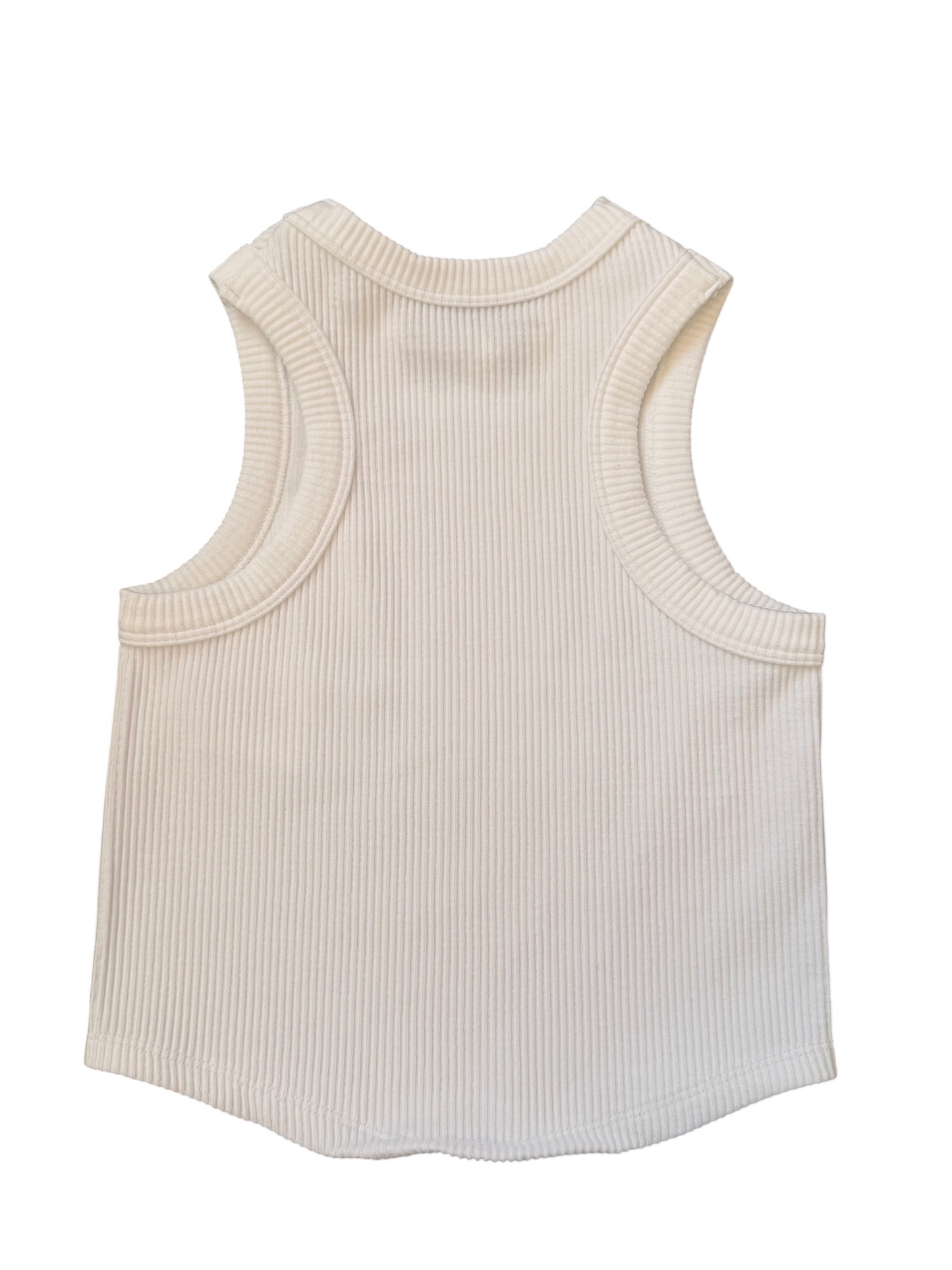 Cropped Ribbed Racerback Tank - White