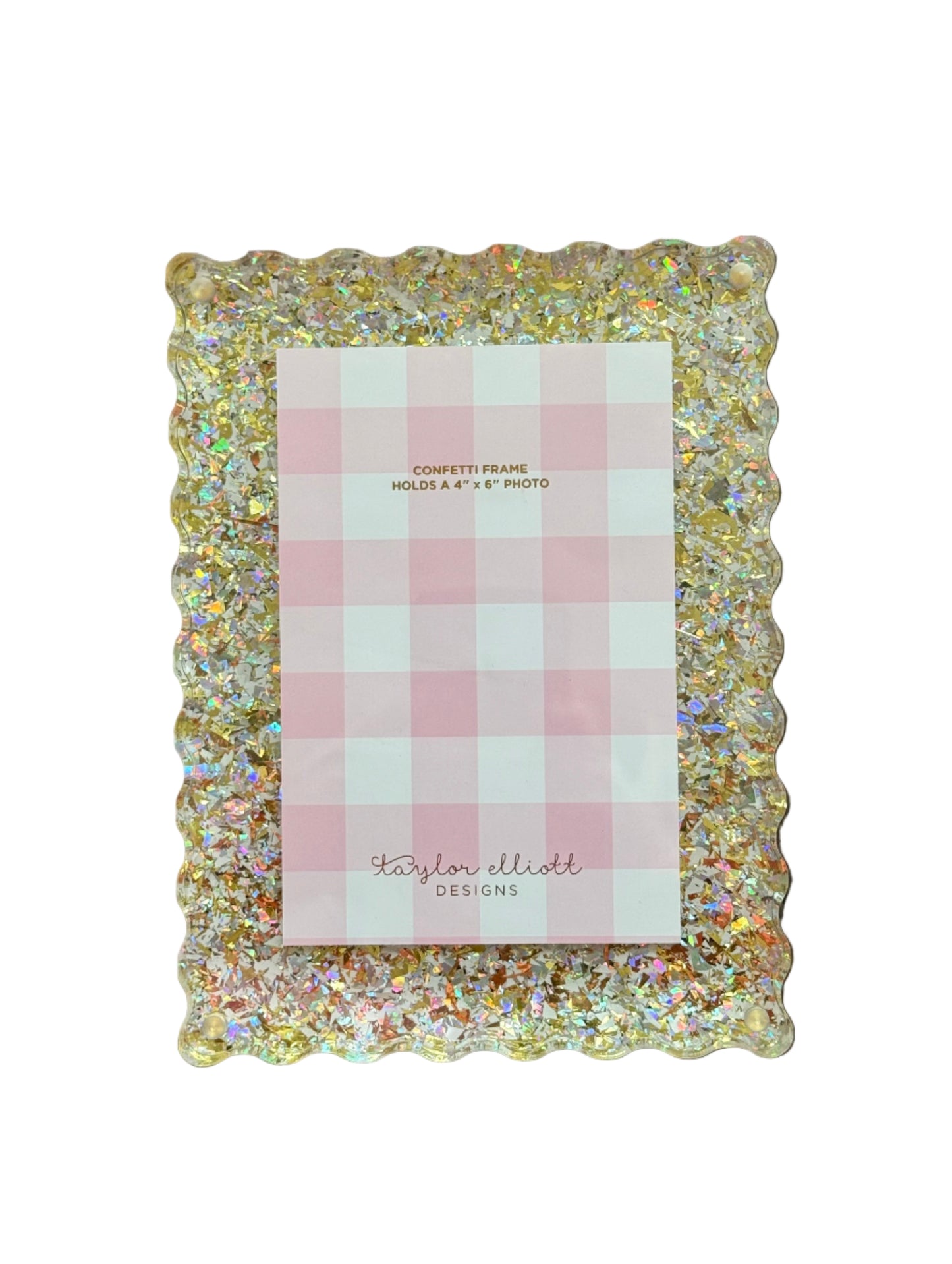 Rectangle Scalloped Acrylic Frame - Pearl Confetti