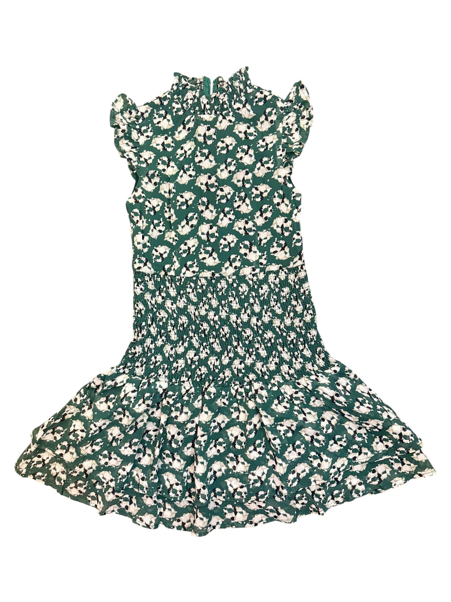 Selena Smocked Ruffle Dress - Green Floral