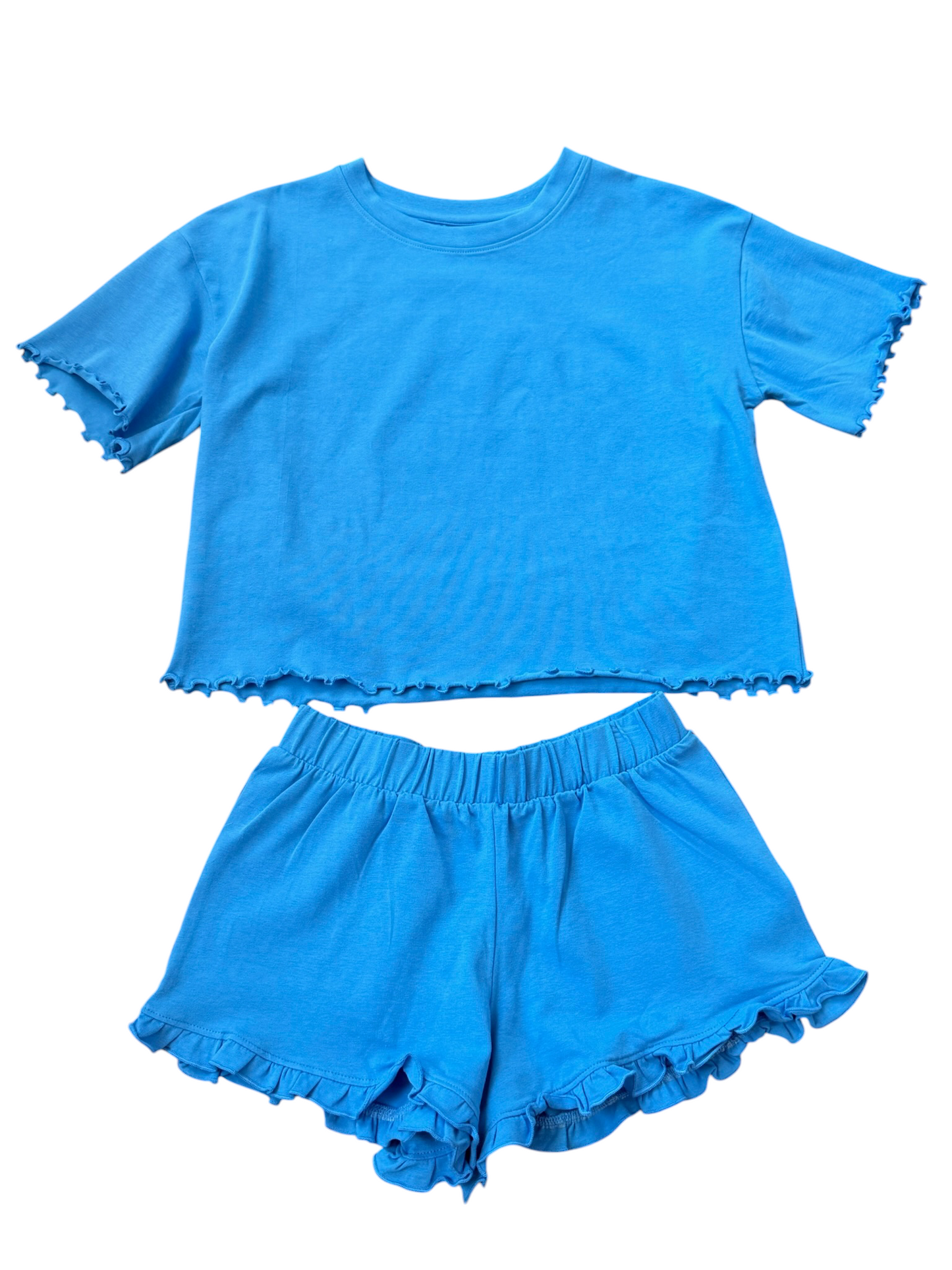 Ruffle Trim Shorts - Cobalt Blue