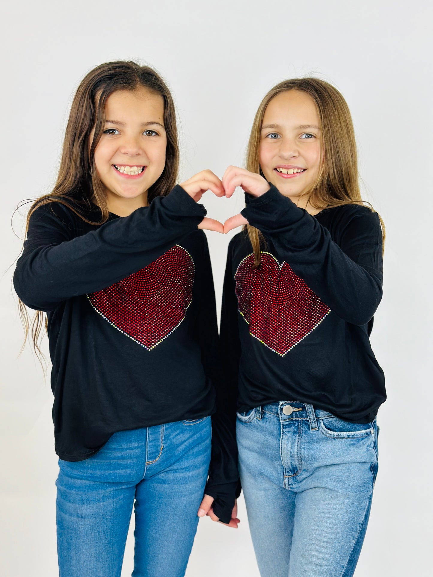 Sequin Heart Long Sleeve Tee