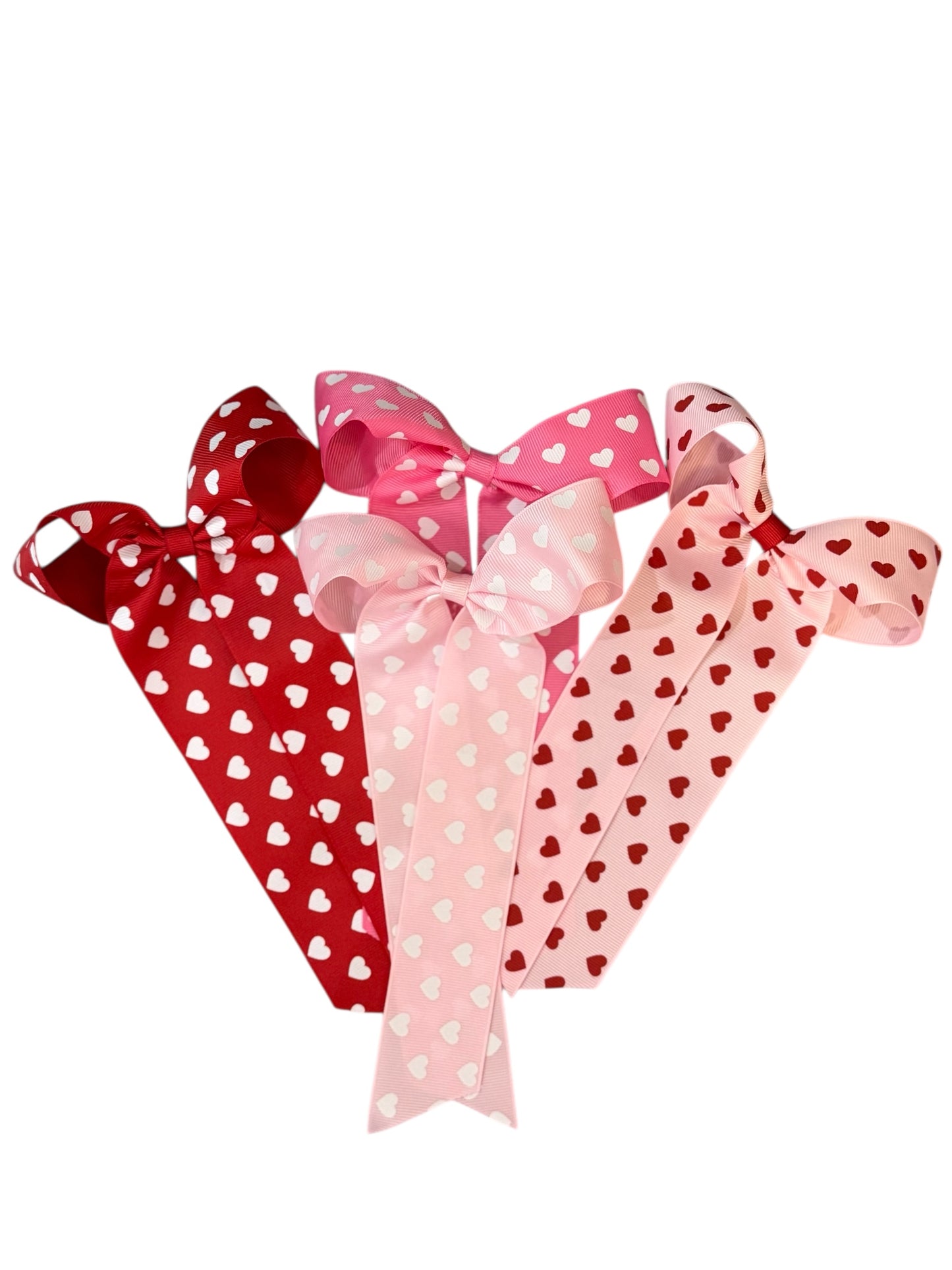 Heart Print Long Bow w/Clip