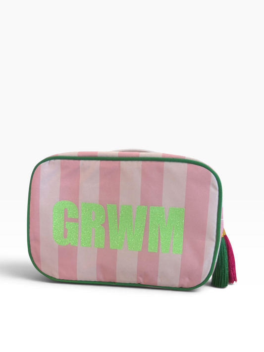 GRWM Cabana Stripe Pouch - Pink/White