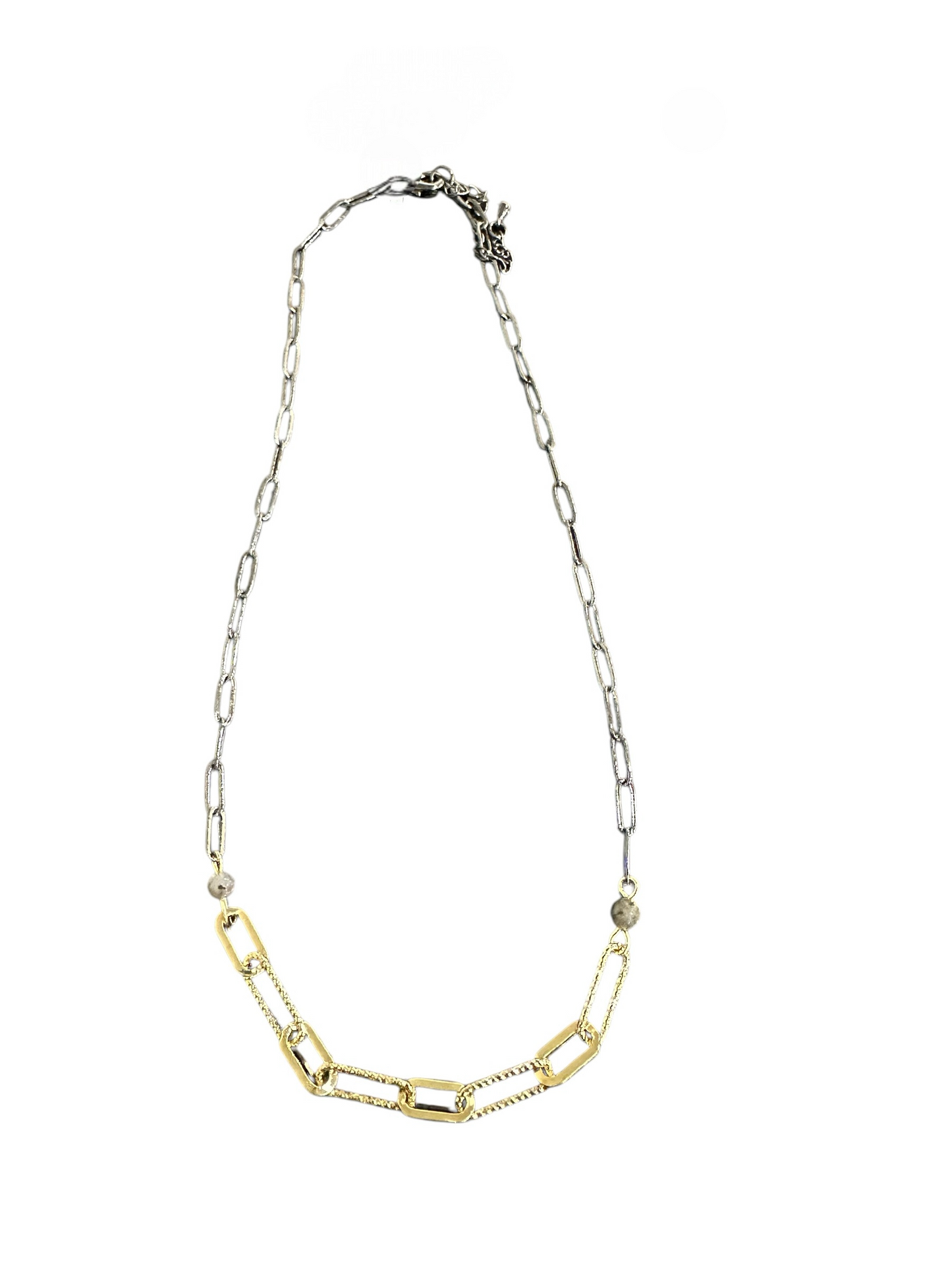 Mixed Metal Short Paperclip Chain - Gold and Gunmetal