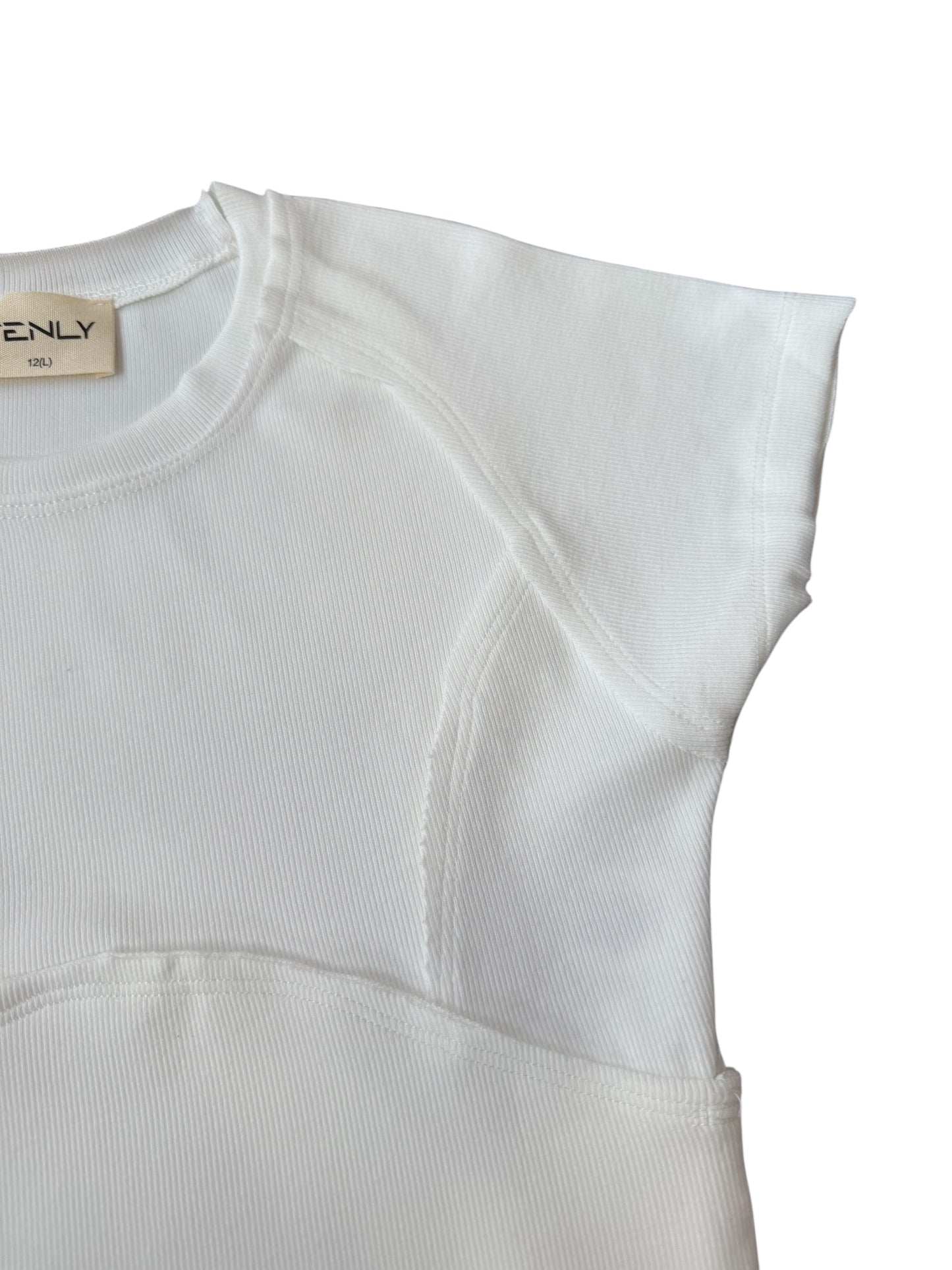Tenly Rayon Rib Cap Sleeve Tee - White