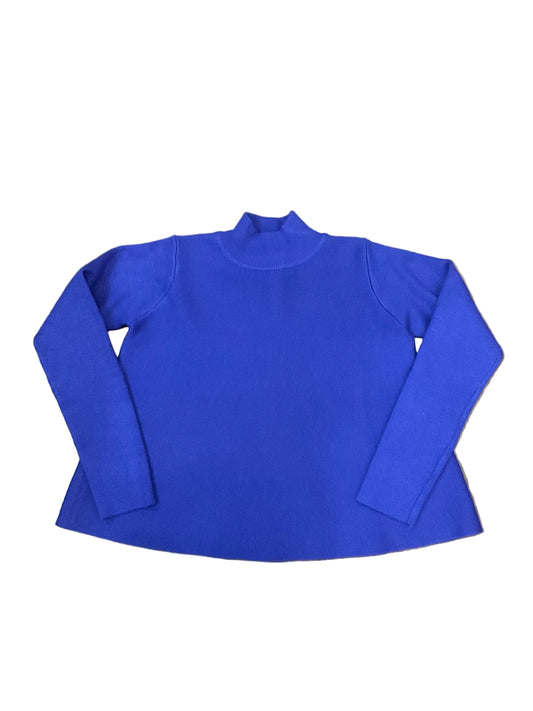 Boxy Knit Mock Neck Sweater - Royal Blue