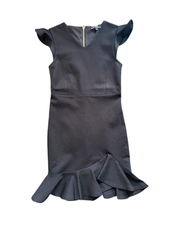 Fiona V Neck Ruffle Dress - Black