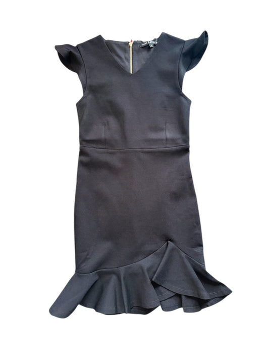 Fiona V Neck Ruffle Dress - Black