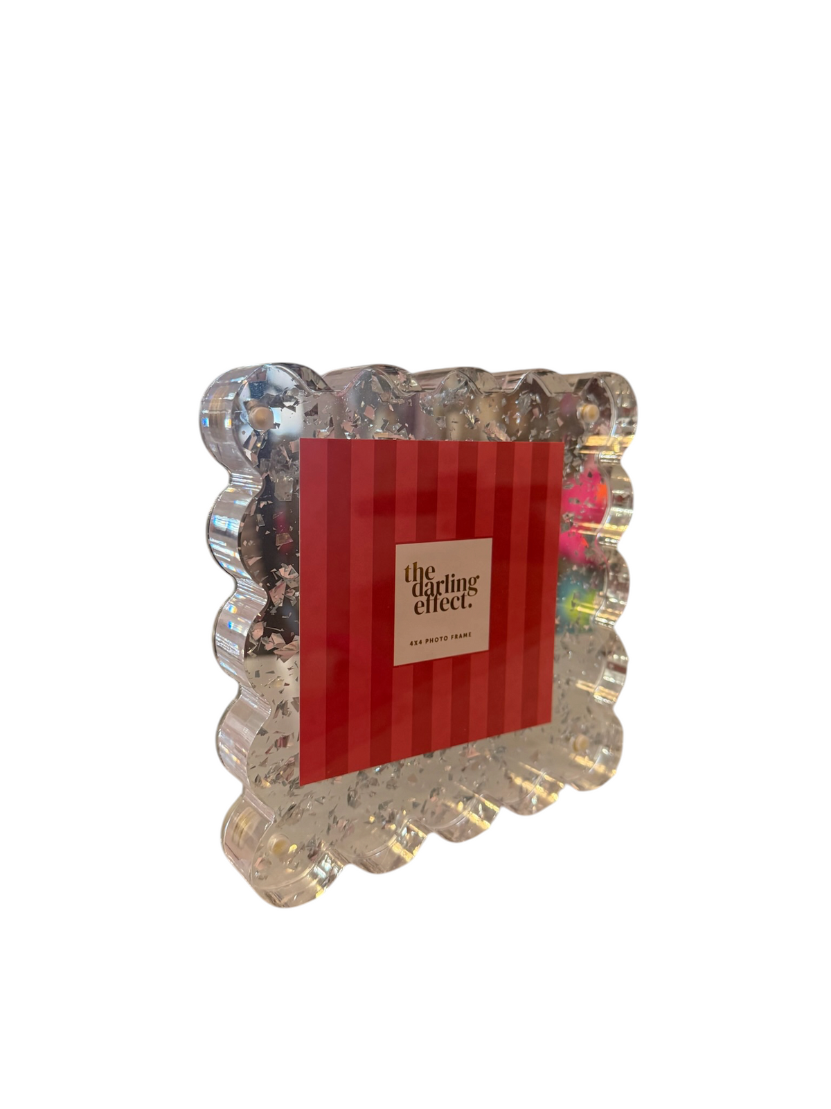 Square Scalloped Acrylic Frame - Silver Confetti
