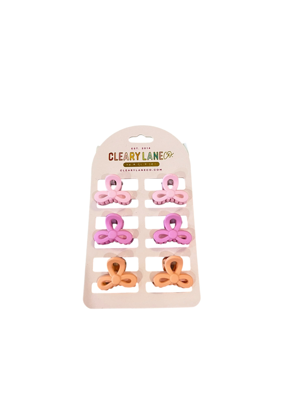 Mini Bow Hair Clip Set - Pink/Purple/Orange
