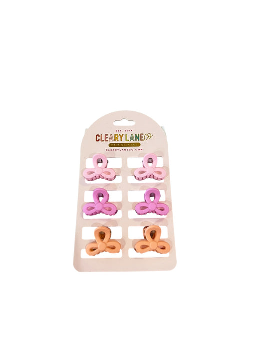 Mini Bow Hair Clip Set - Pink/Purple/Orange