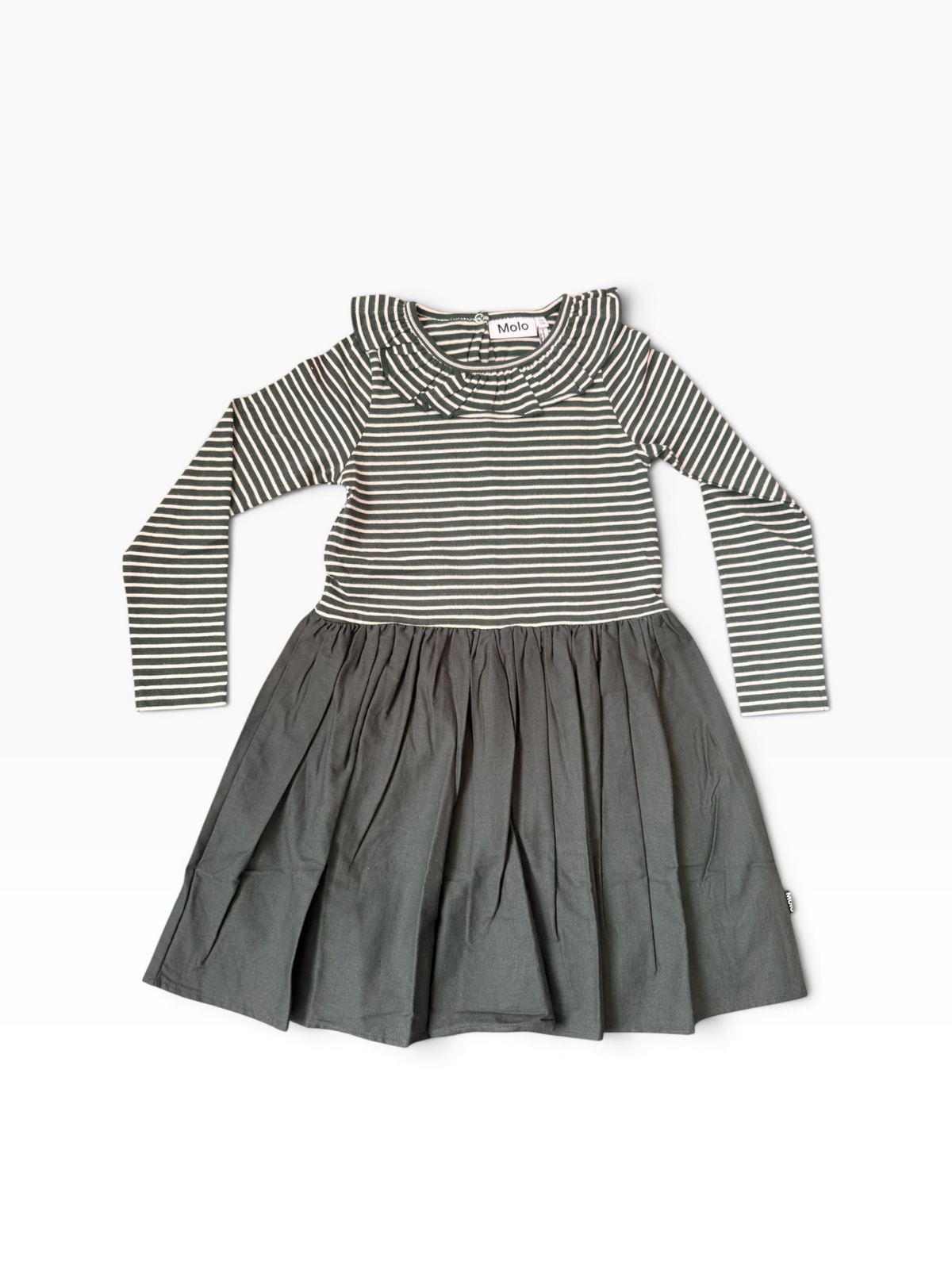 Molo Cybilla Ruffle Collar Striped Dress