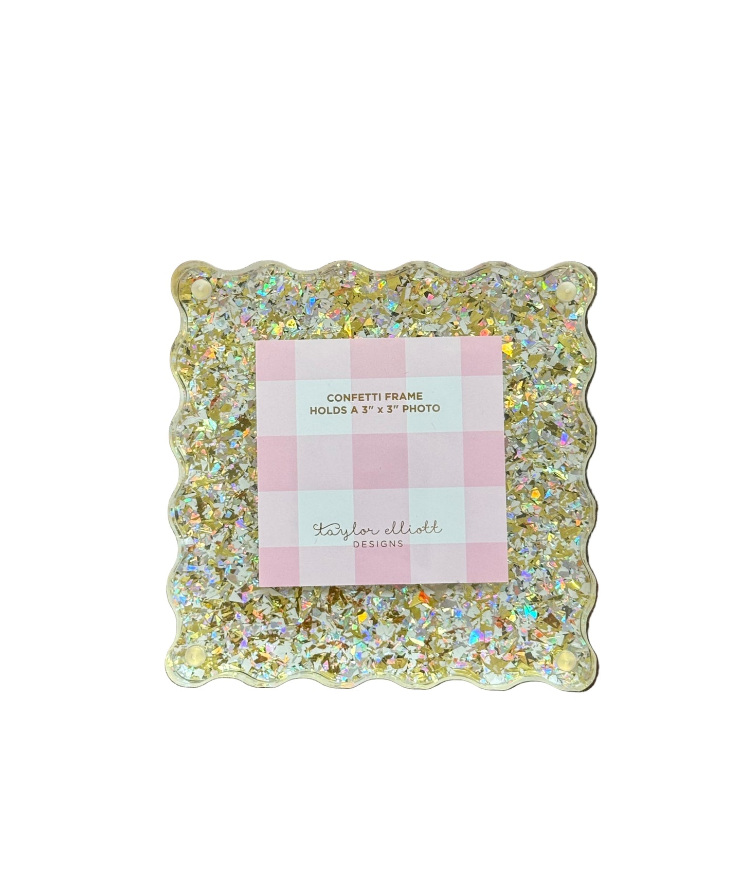 Square Scalloped Acrylic Frame - Pearl Confetti