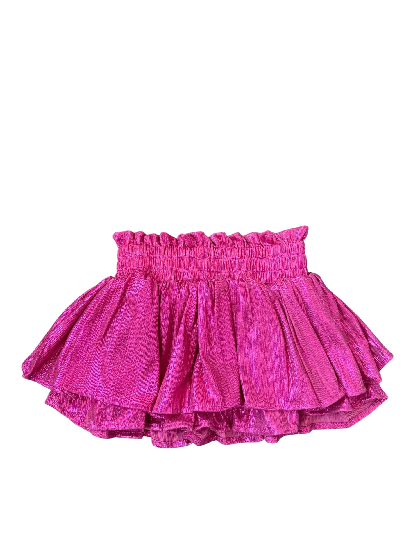 Shimmer Plisse Skort - Hot Pink