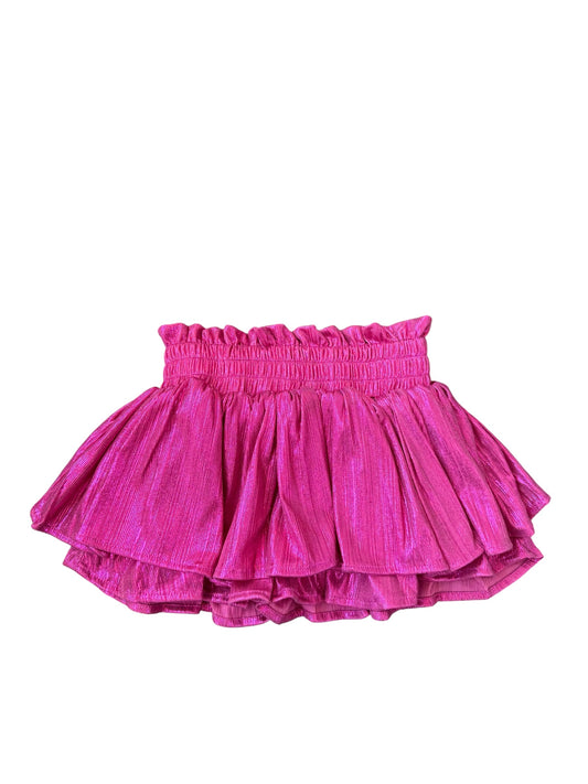 Shimmer Plisse Skort - Hot Pink