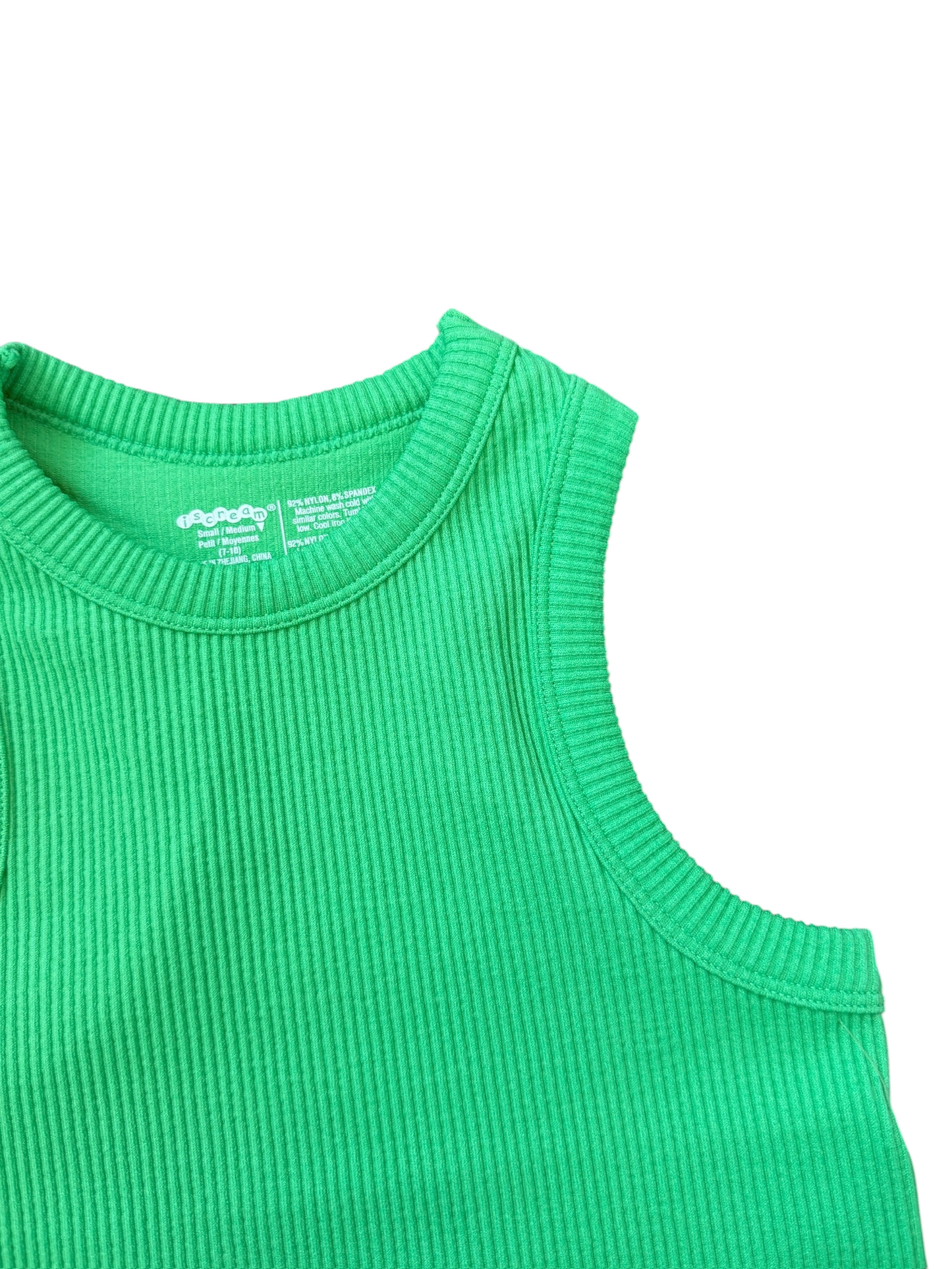 Cropped Ribbed Racerback Tank - Glam Green