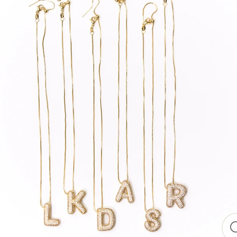 Malibu Sugar Gold Necklace with Crystal Gem Initial