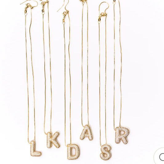 Malibu Sugar Gold Necklace with Crystal Gem Initial