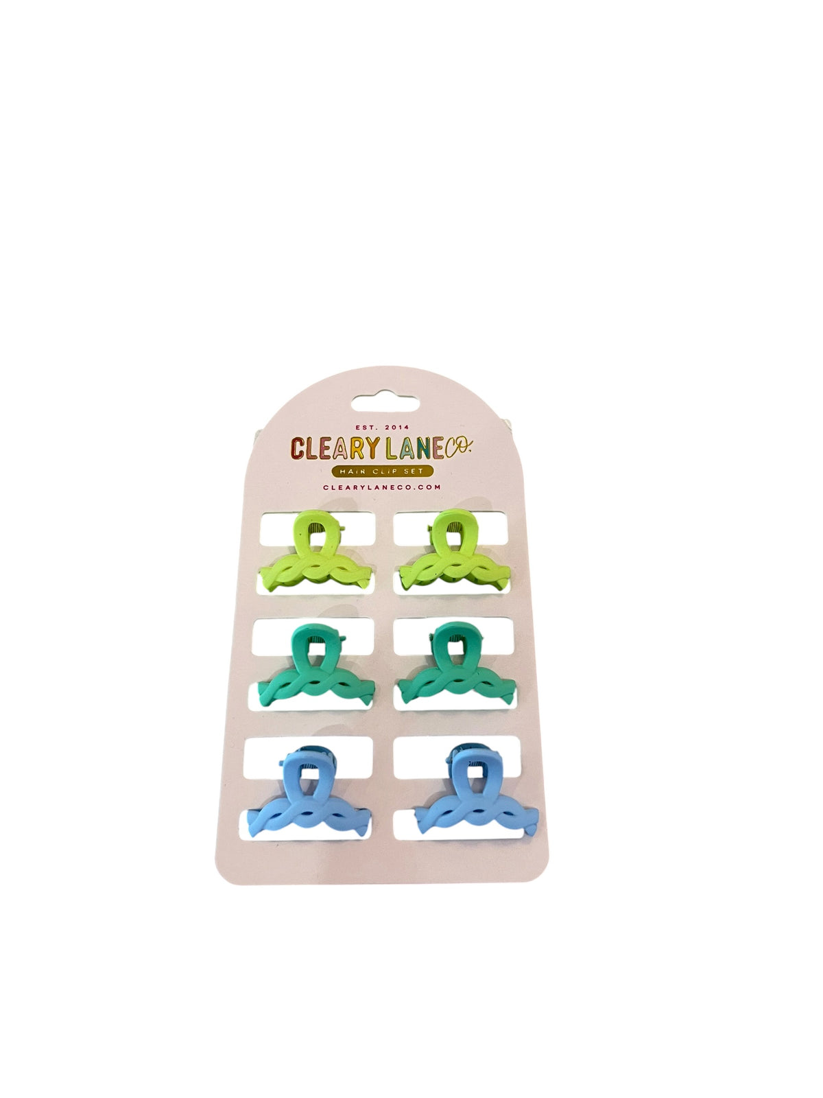 Mini Bow Hair Clip Set - Lime/Teal/Lt Blue