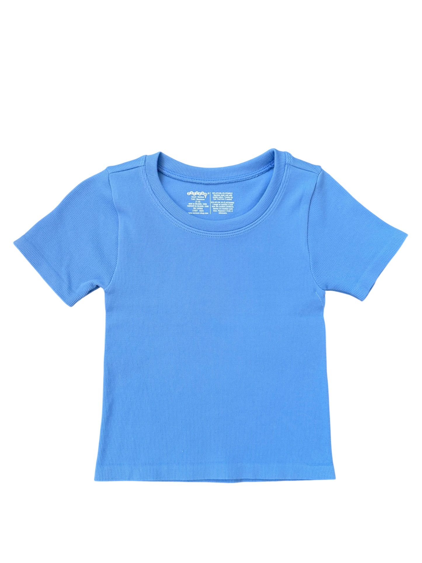 Ribbed Short Sleeve Shirt - Bright Blue