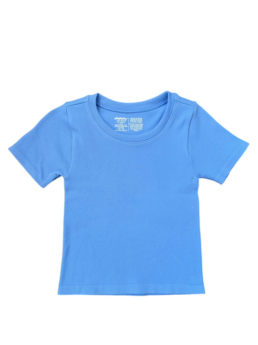 Ribbed Short Sleeve Shirt - Bright Blue