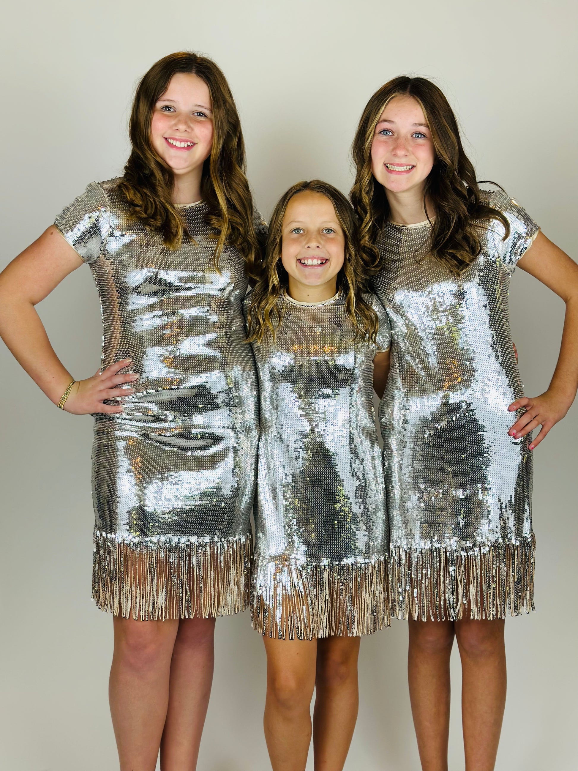 Thrasher Tee Thrasher Sequin Dress Sequin T-Shirt Dress With Fringe Allie&Thea Thrasher Tee Thrasher Sequin Dress Sequin T-Shirt Dress With Fringe Allie&Thea