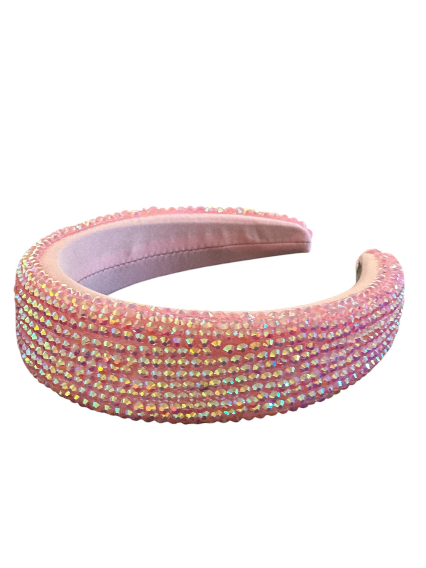 Puff Colored Rhinestone Headband - Bright Pink