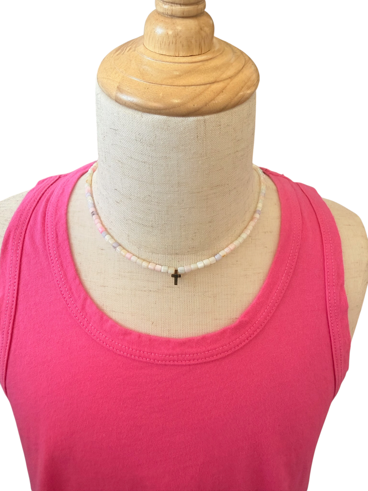 Pastel Beaded Cross Necklace
