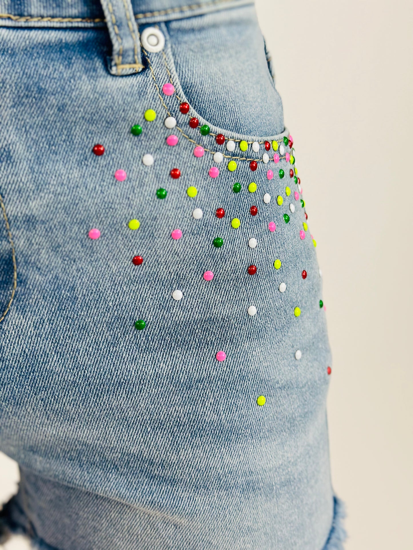 Colorful Dot Denim Short