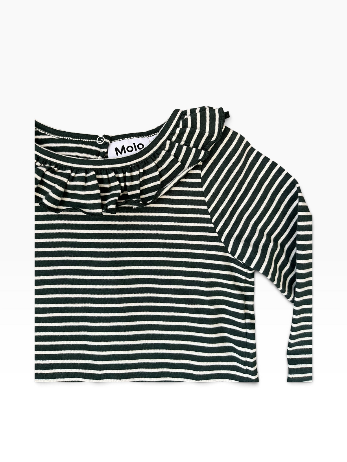 Molo Rica Ruffle Collar Long Sleeve Striped Tee
