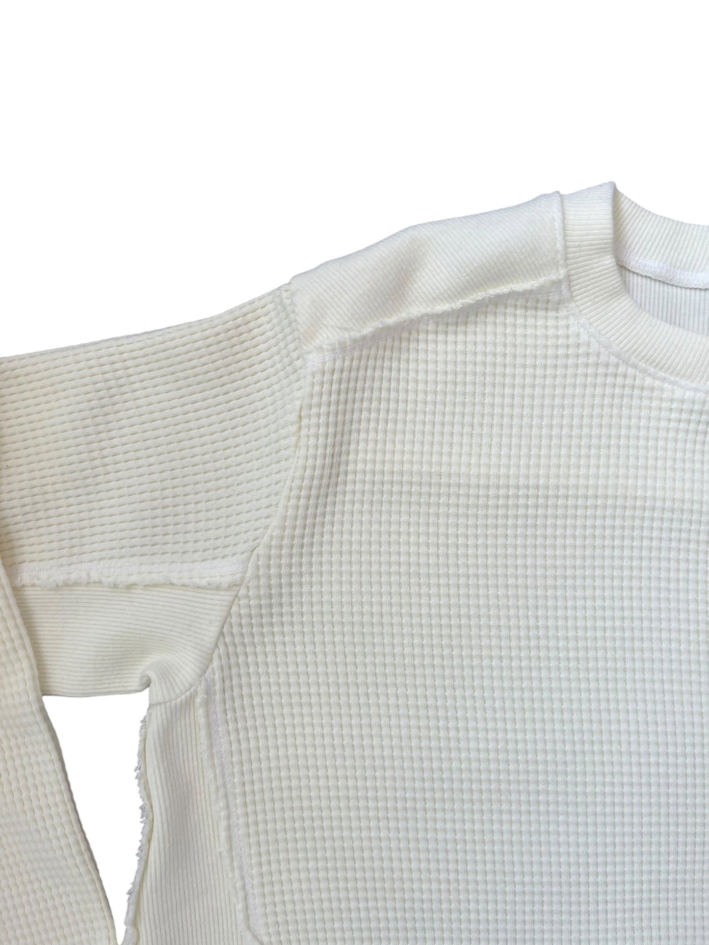 Tenly Waffle L/S Pullover - Ivory