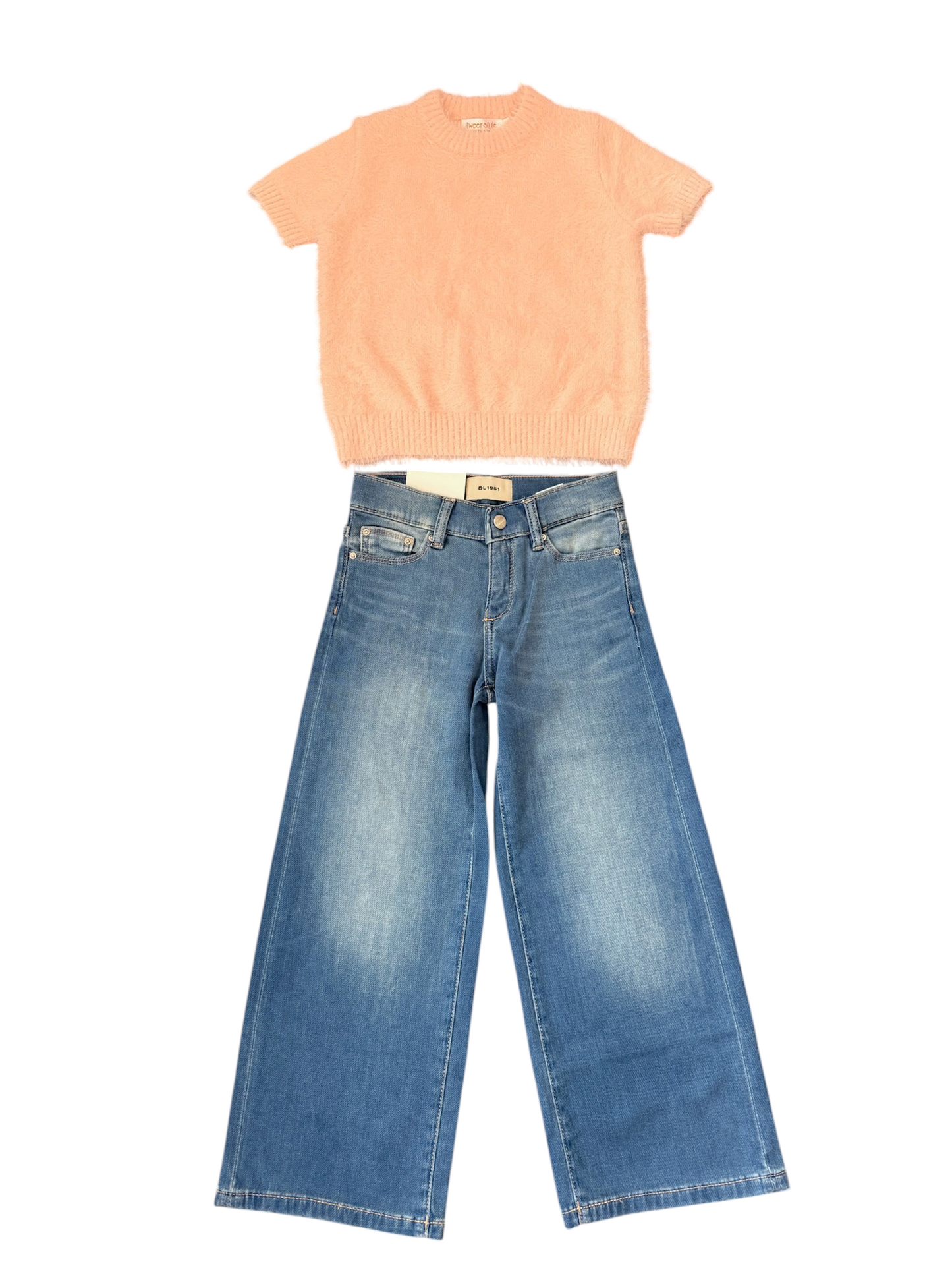 Lily Wide Leg - Washed Blue Knit