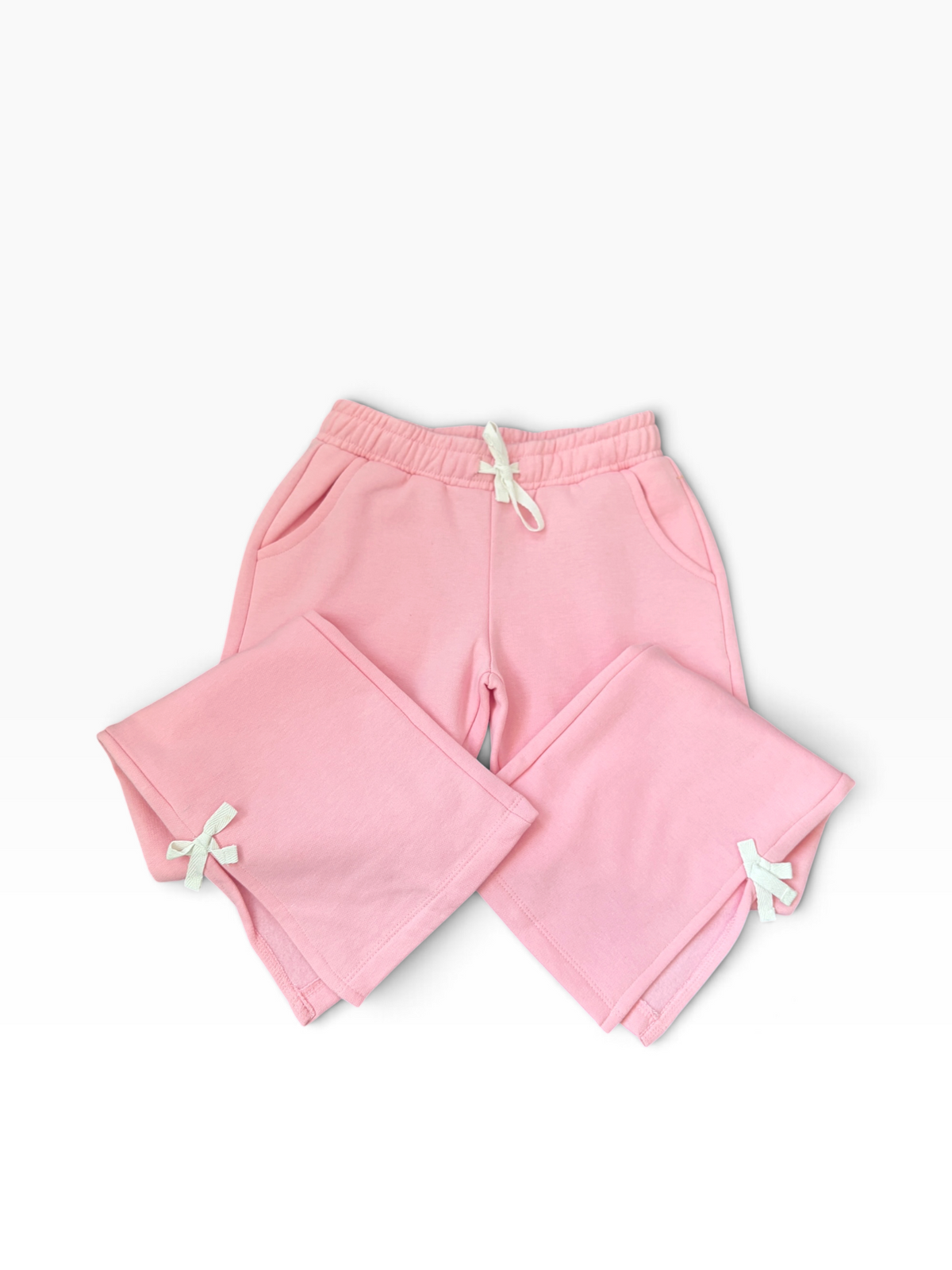 Flared Sweatpant w/Side Slit and Bow Detail
