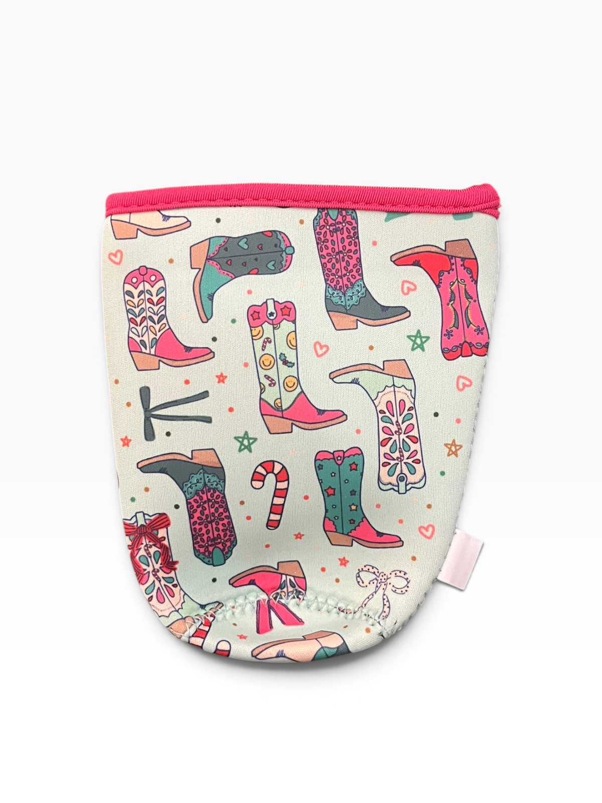 Christmas Cowgirl Boots Medium Drink Sleeve