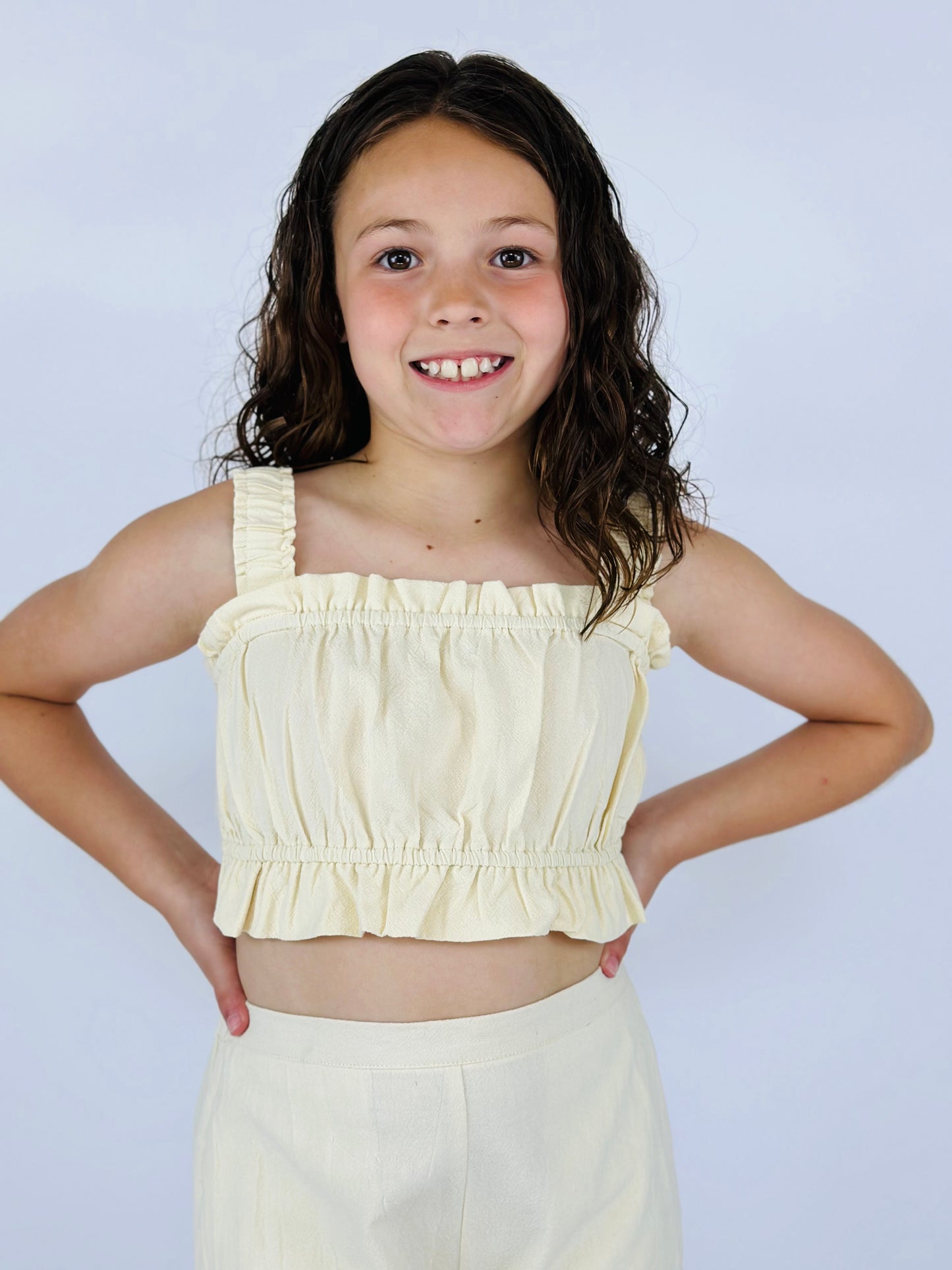 Cropped Ruffle Top Ivory