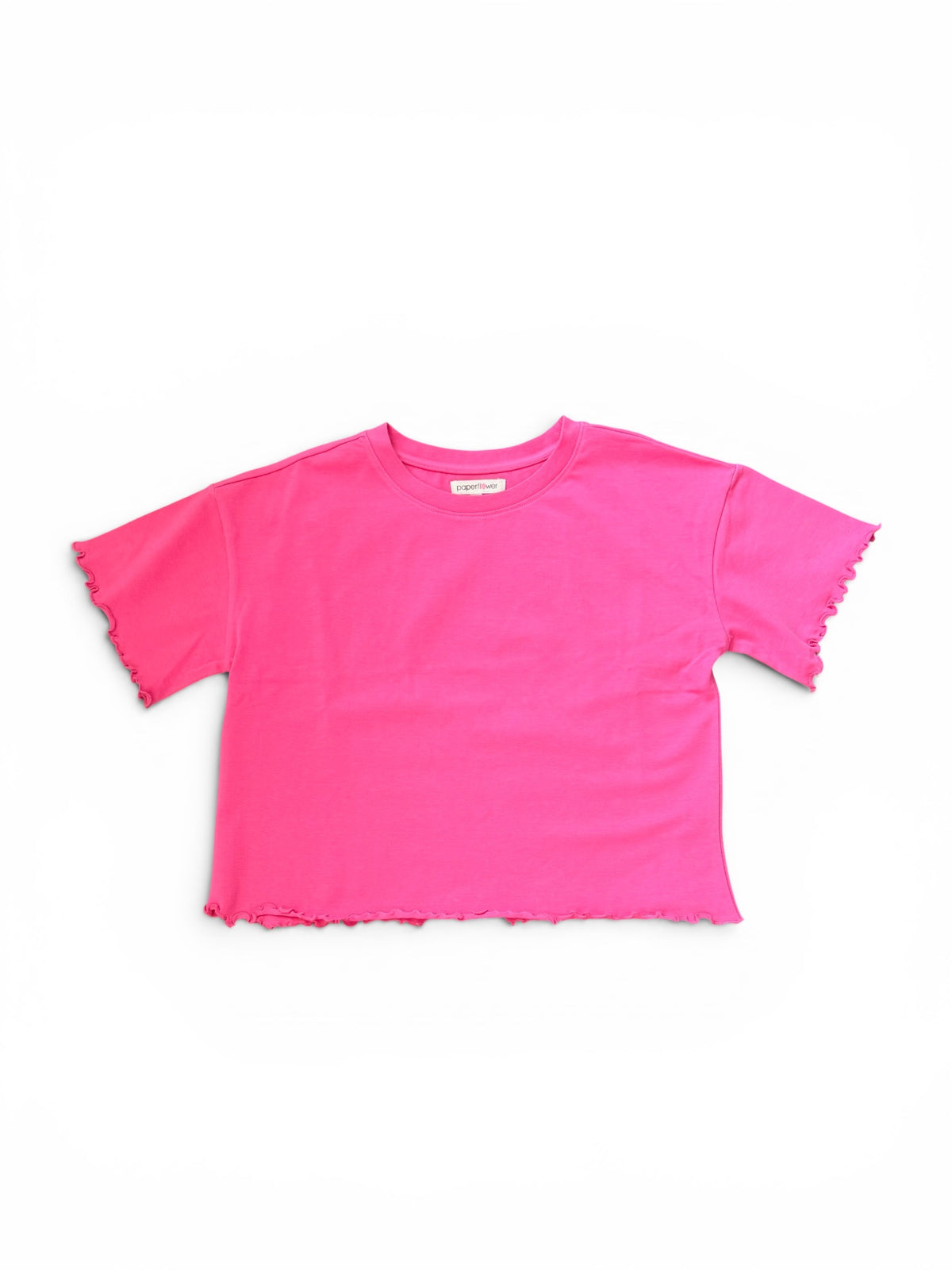 Lettuce Edge Oversized Cropped Tee - Hot Pink