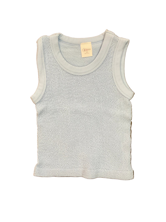 Smocked Crop Tank - Aqua Blue