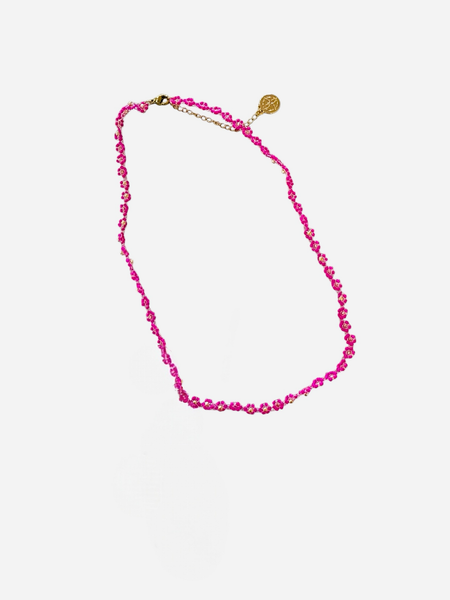 Jane Marie 15” Flower Beaded Necklace - Hot Pink