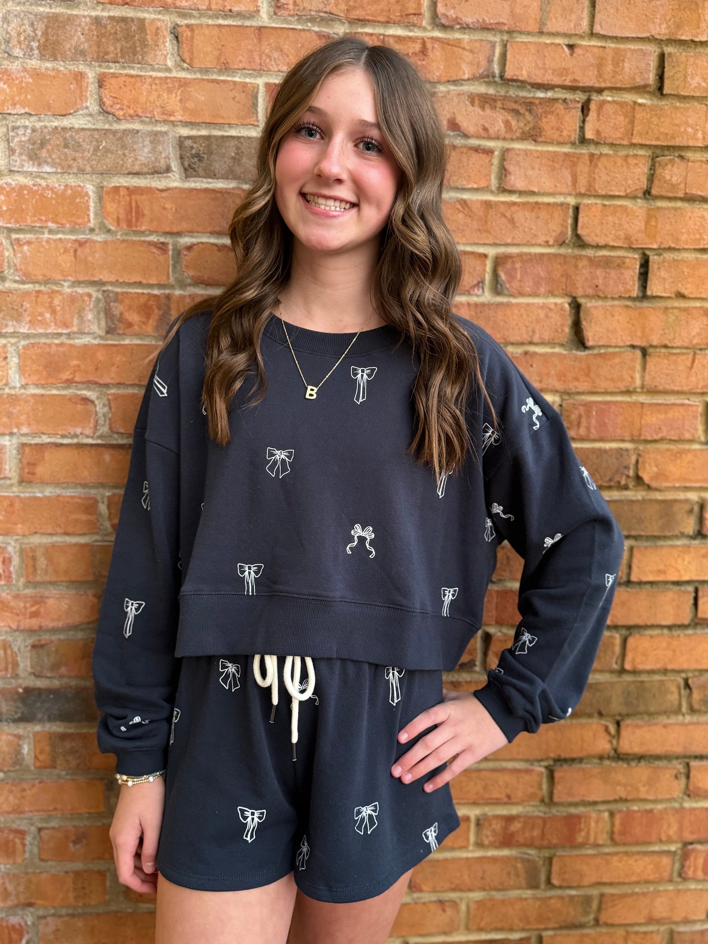 Chaser Tossed Bows Crop Sweatshirt (Adult Sizing)