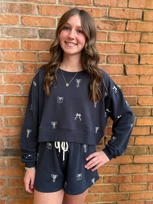 Chaser Tossed Bows Crop Sweatshirt (Adult Sizing)
